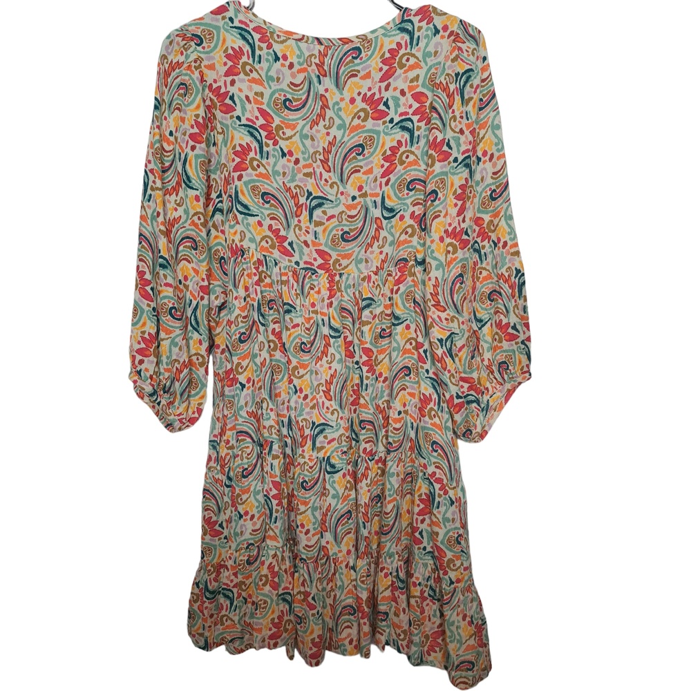 Marine Layer Scarlett Women's Multicolor Long Sleeve Boho Mini Dress Large - Picture 3 of 10